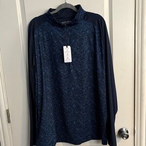 Navy Blue Patterned Performance Quarter Zip